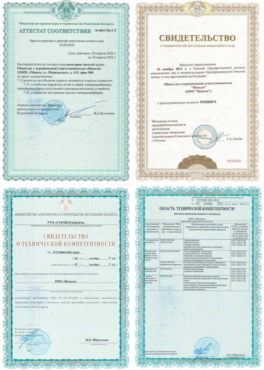 сертификаты ООО Инокэп
